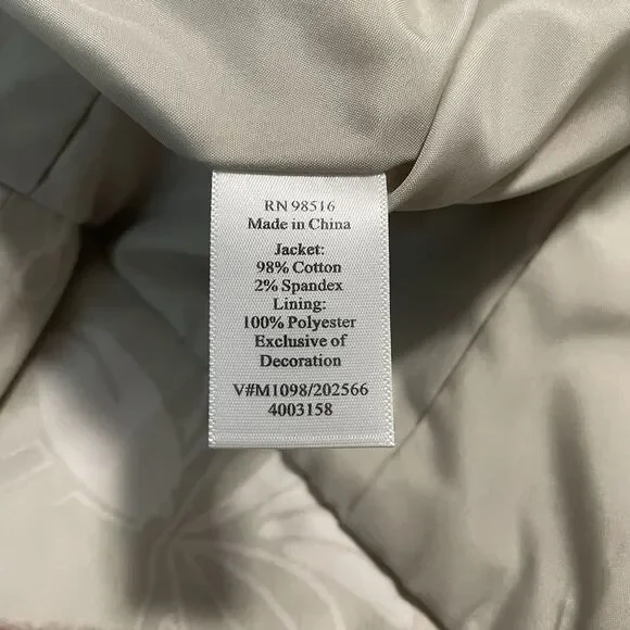 NWT Coldwater Creek Open Front Blazer Beaded Sequin Cotton Jacket Ruffle Sz 12P‎ - Picture 8 of 11